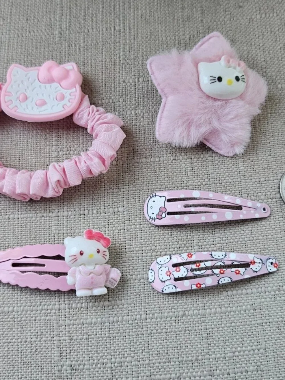 Hello Kity Girls Hair Accessory Hair Clips Pink set of 5 Hair Catcher NEW
